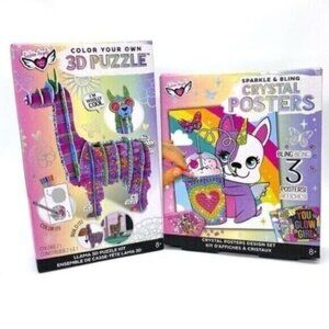 Fashion Angels 3D Llama Puzzle Kit and Crystal Posters Design Art Set New